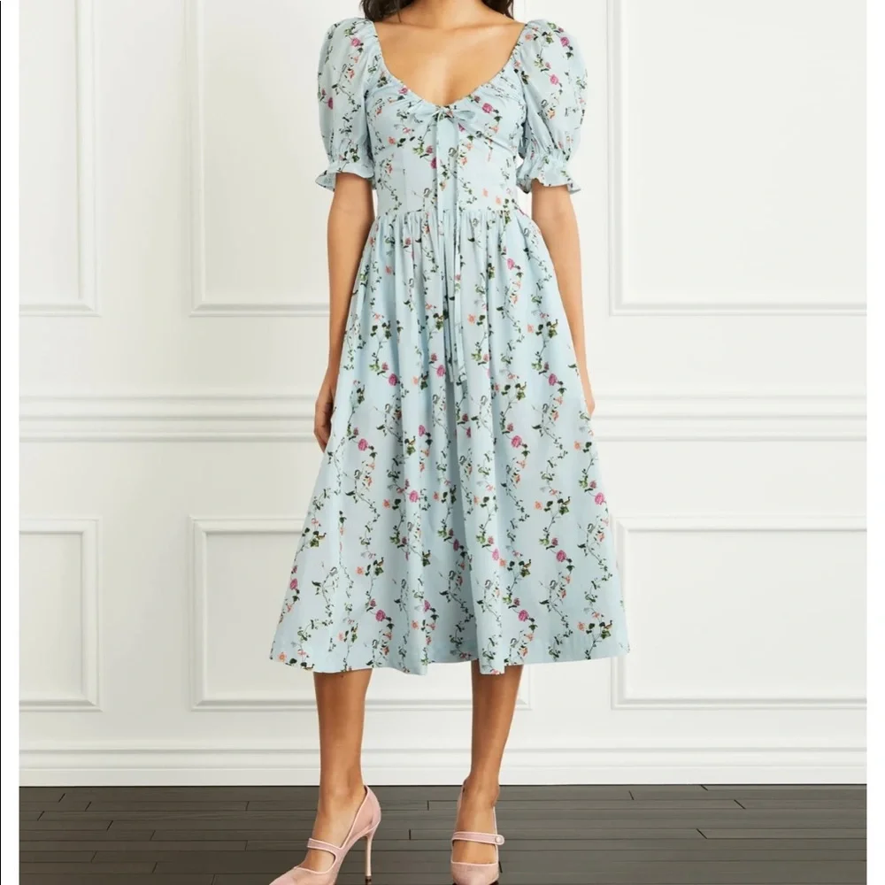 NWT Hill House Home Blue Pond Floral Ophelia Midi Nap Dress size Small